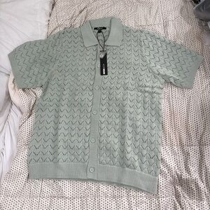 Mint Green Knit Polo Shirt